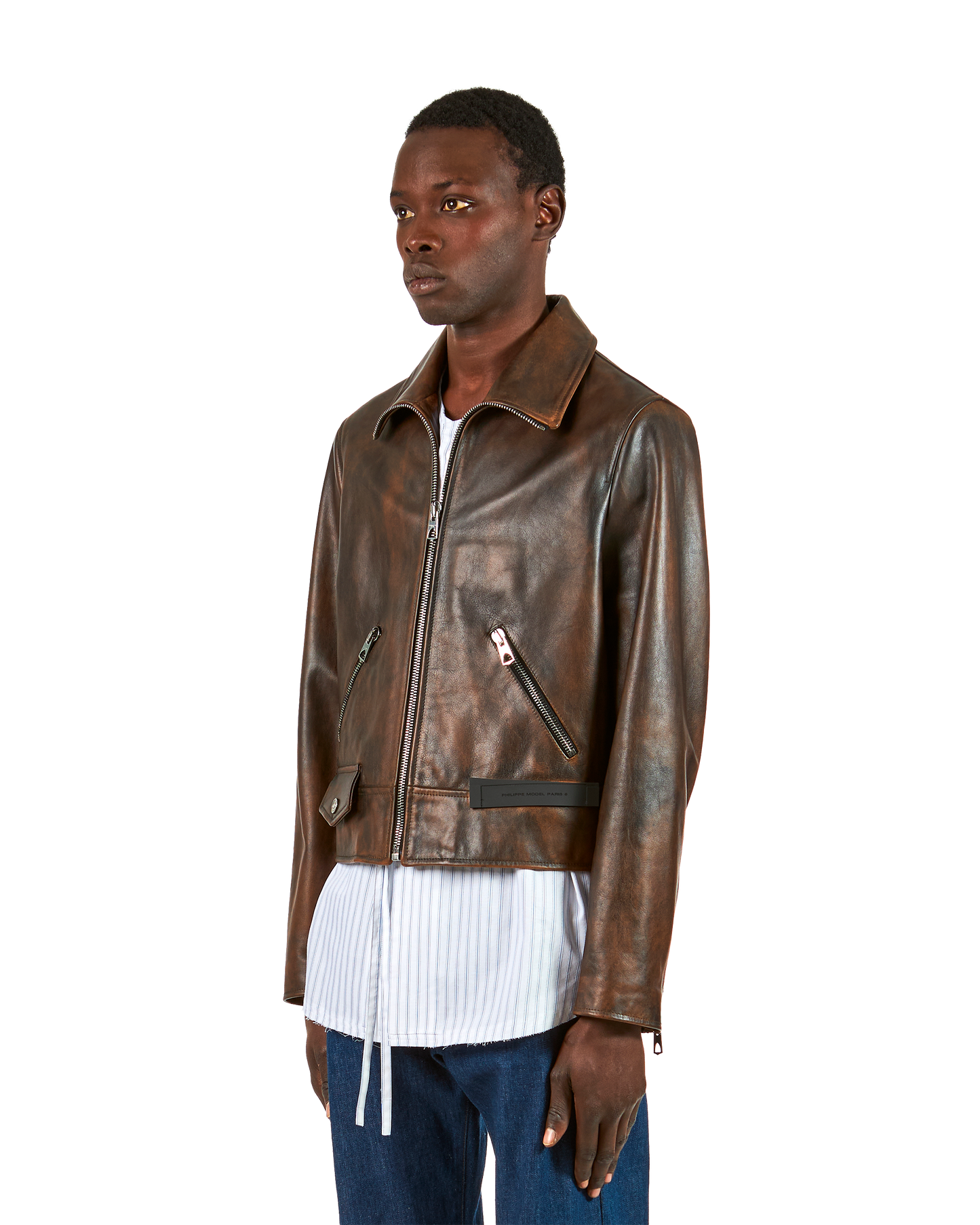 Biker Jacket Marrone da Uomo 