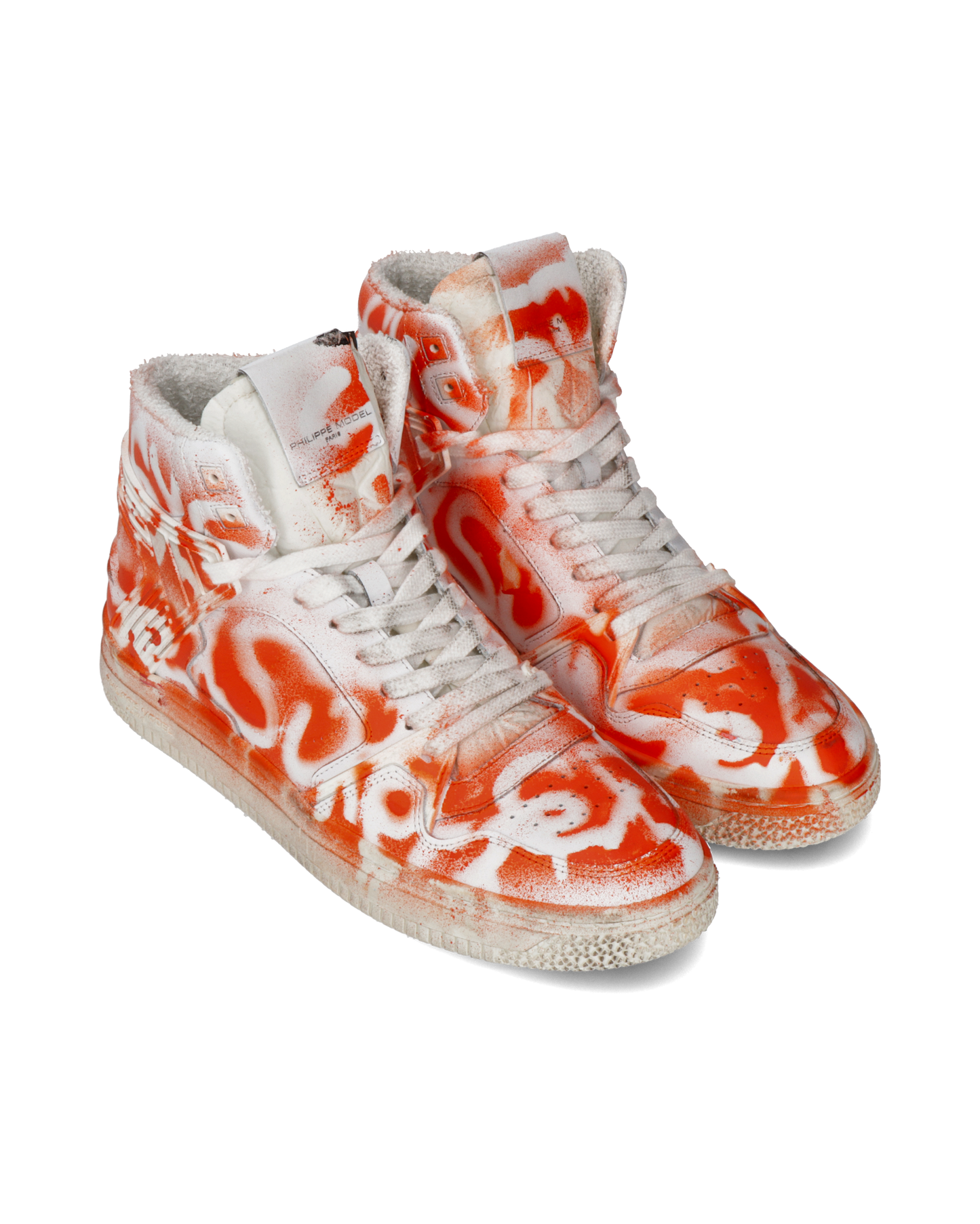 Sneakers Streetwear La Grande Men, Leather - Blanc Orange