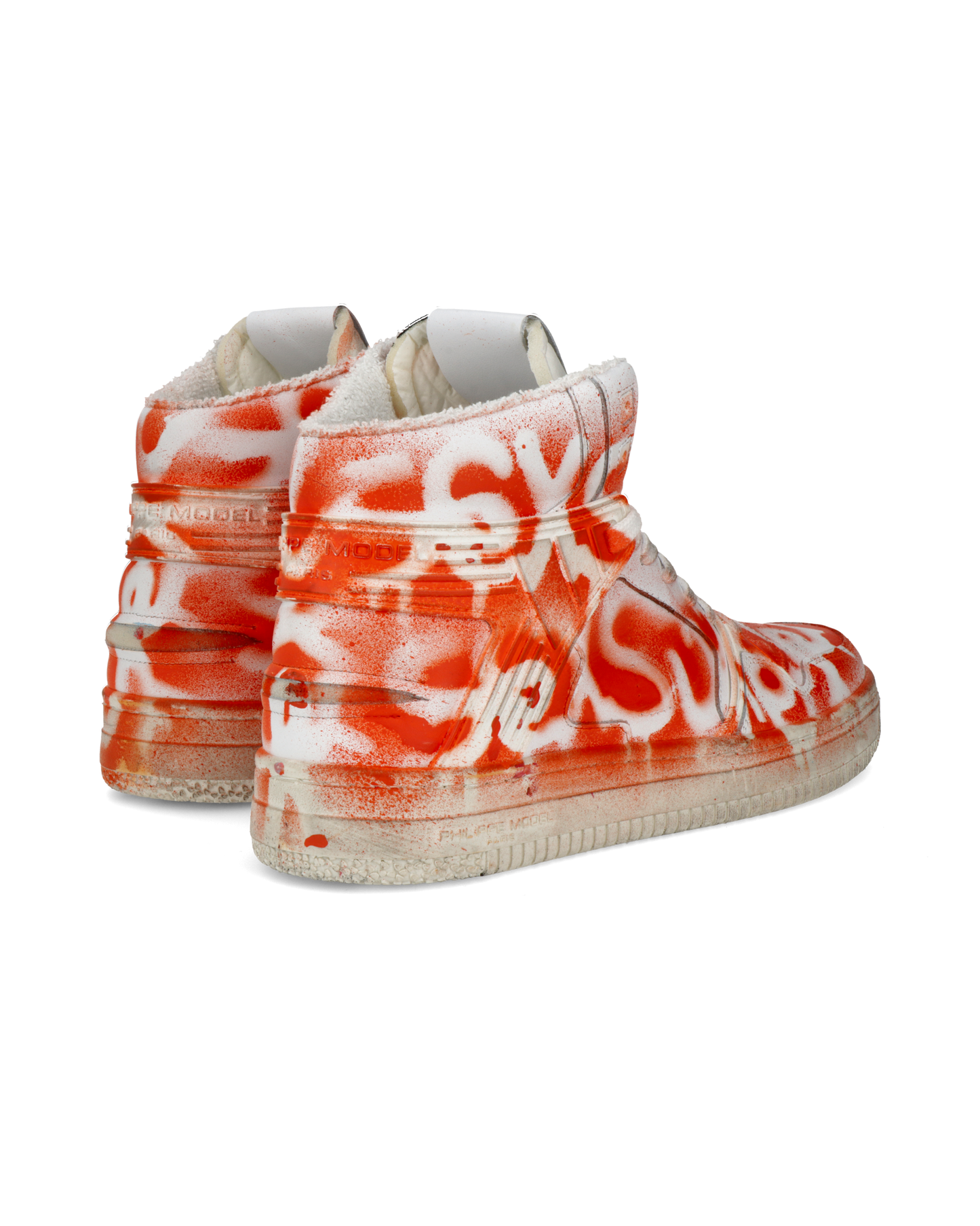 Sneakers Streetwear La Grande Men, Leather - Blanc Orange