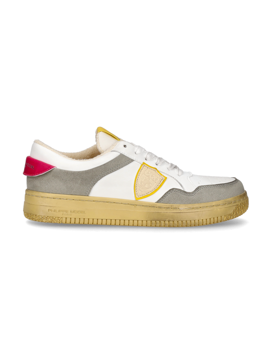 Sneakers Lyon Tennis Donna, Bianco Fucsia Giallo