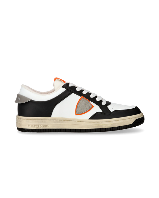 Sneakers Streetwear Lyon Men Recycled Leather Black Orange