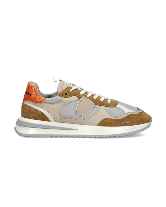 Herensneakers Olympique, Beige Tabak Oranje