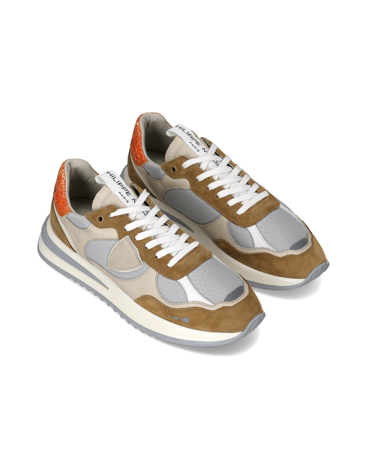 Herensneakers Olympique, Beige Tabak Oranje