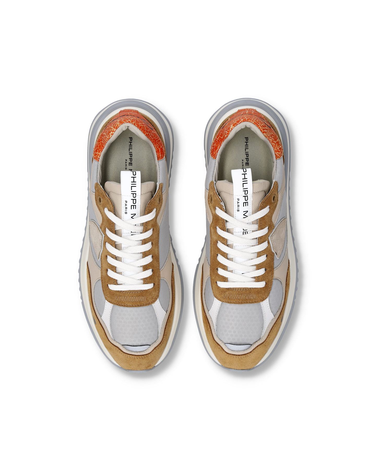 Herensneakers Olympique, Beige Tabak Oranje