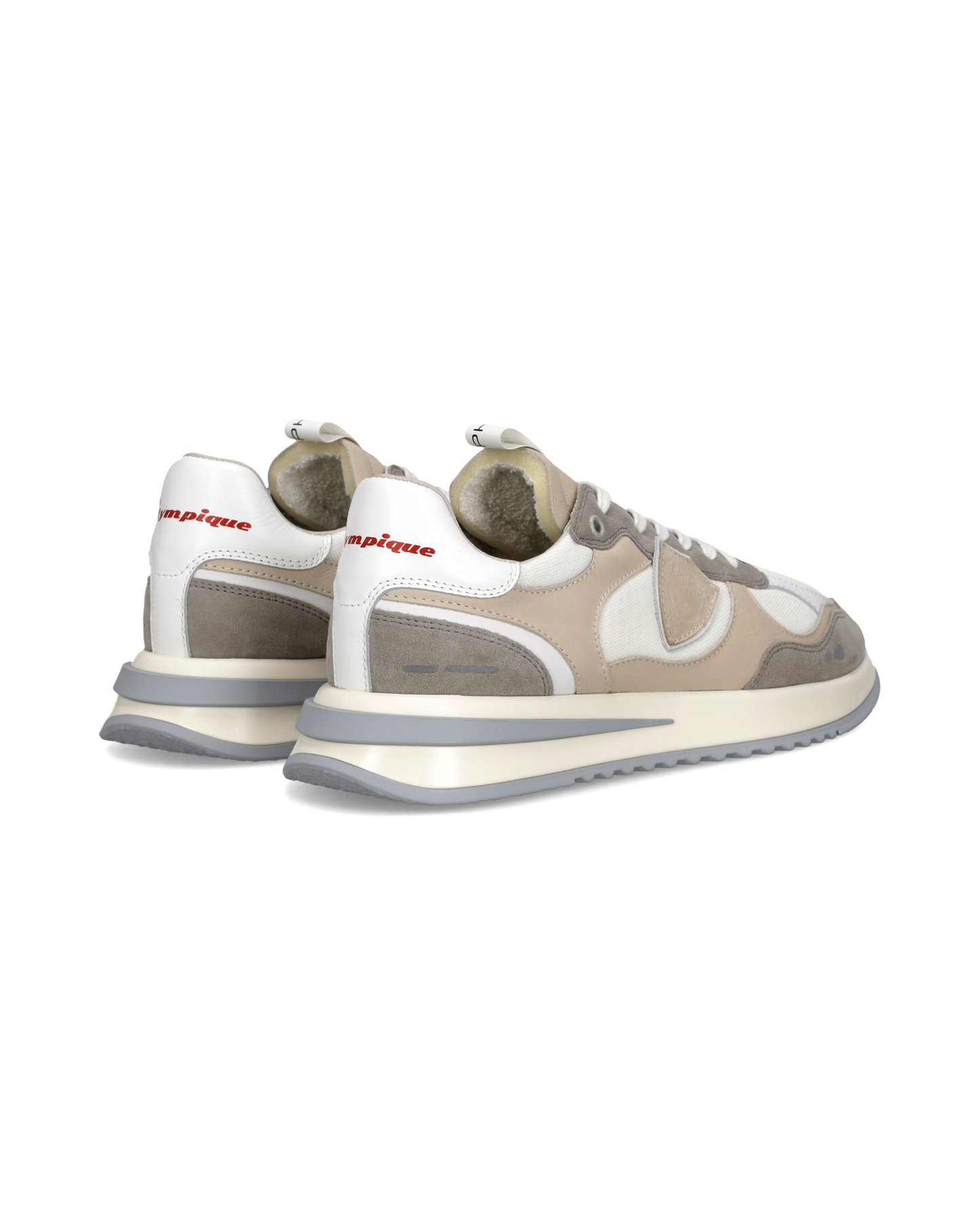 Sneaker Olympique Men, White Grey Beige