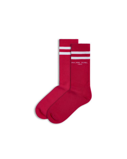 Calzini in Cotone, Bianco Fuchsia