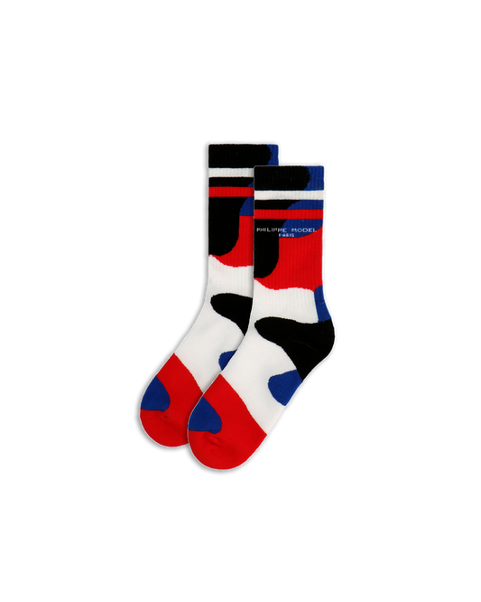 Chaussettes Antoine en coton, rouge et bleu