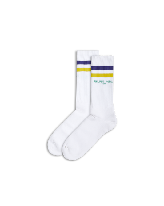 Calzini in Cotone, Bianco Giallo Viola