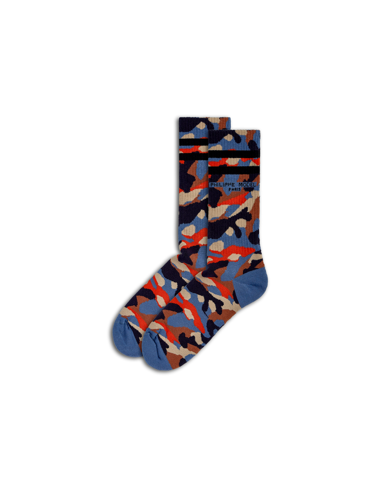 Socken in Baumwolle, Orange Blau Avio