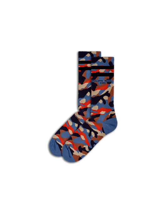Calzini in Cotone, Arancione Blu Avio
