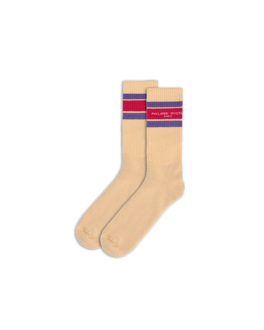 Socken Antoine aus Baumwolle – Beige, Fuchsia und Lila