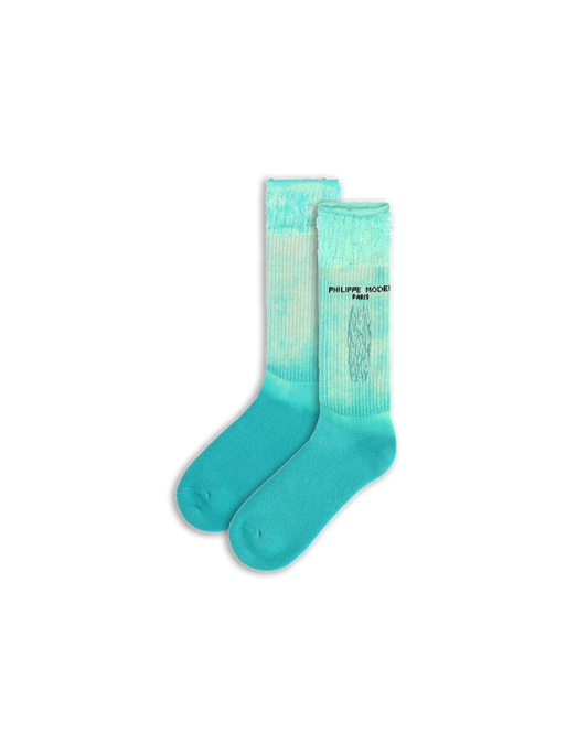 Chaussettes Antoine en coton, turquoise et vert