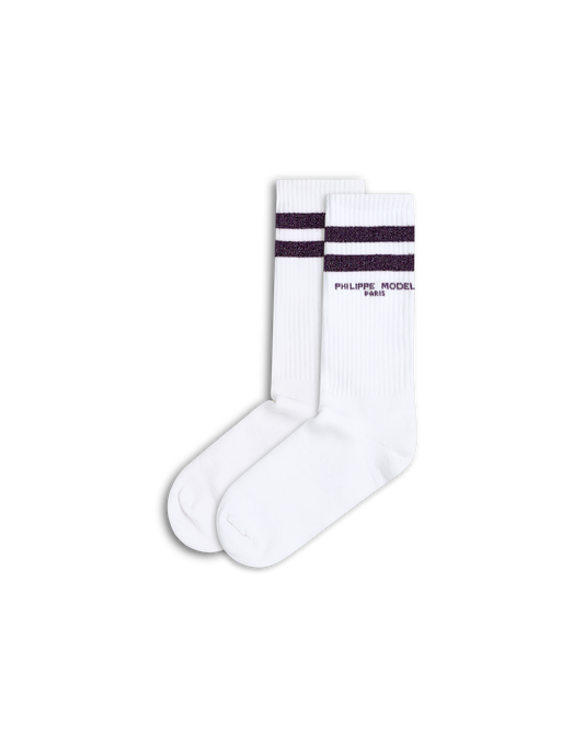 Calzini in Cotone, Bianco Viola