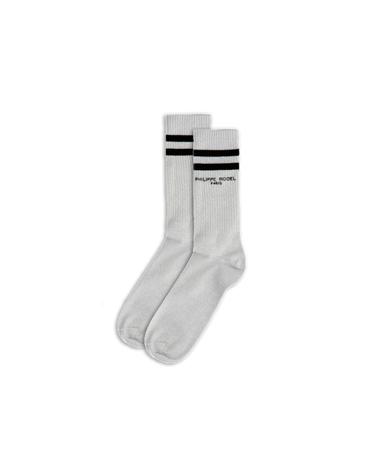 Chaussettes Antoine en coton et paillettes, argent