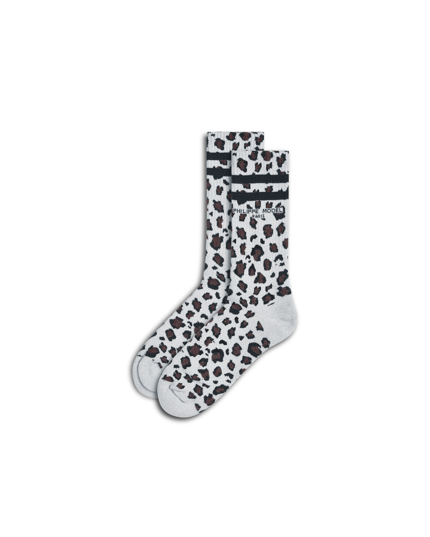 Socken in Baumwolle und Glitzer, Weiß Braun
