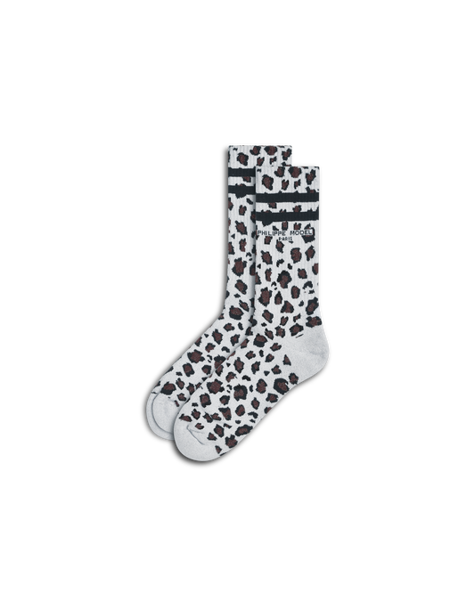 Calzini in Cotone e Glitter, Bianco Marrone