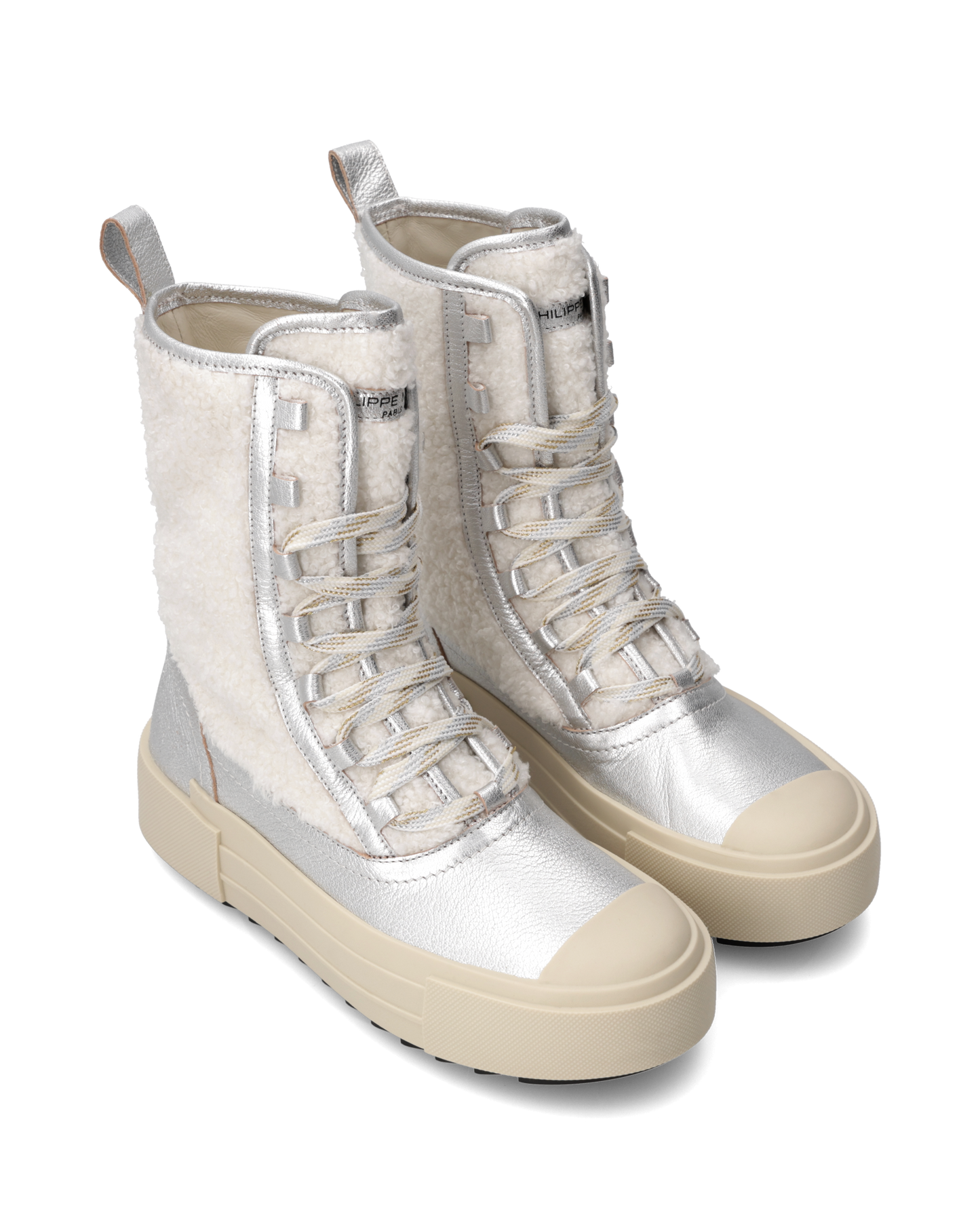 Sneaker Prsx Haute Donna, Bianco e Argento