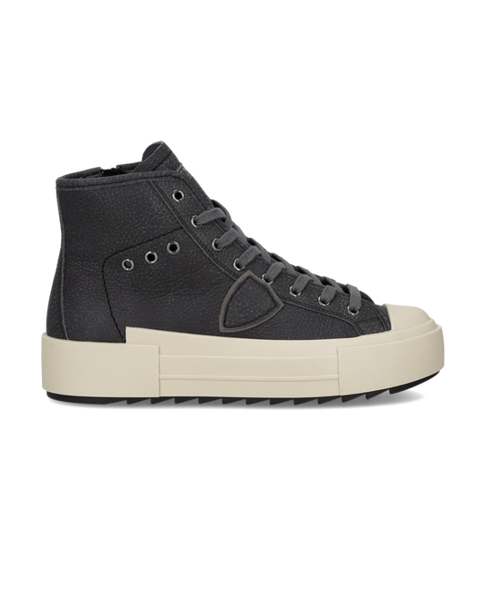 Sneakers Paris Haute Donna con Fodera in Faux Fur, Antracite