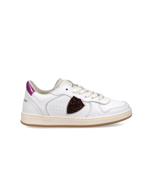 Zapatillas Pgal Kids, Blanco y Fucsia Metalizado