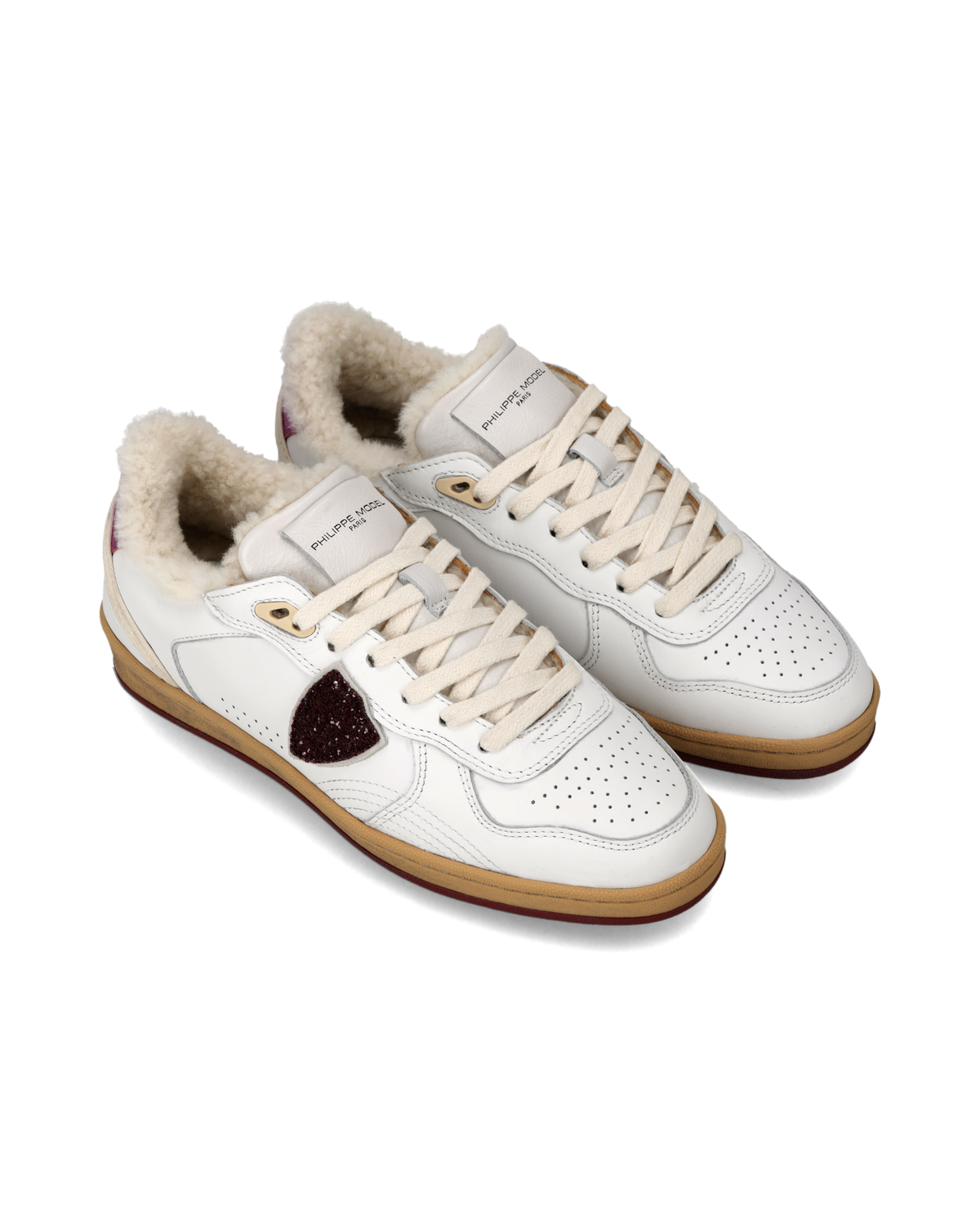 Sneakers Pgal Donna con Fodera in Shearling, Bianco Fucsia