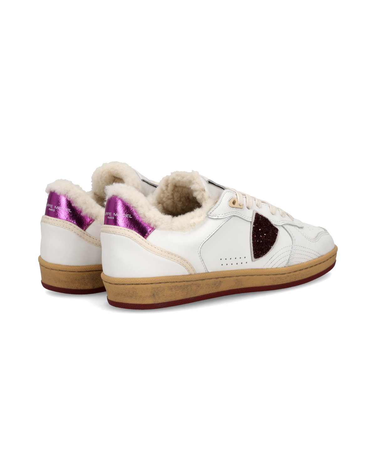 Sneakers Pgal Donna con Fodera in Shearling, Bianco Fucsia