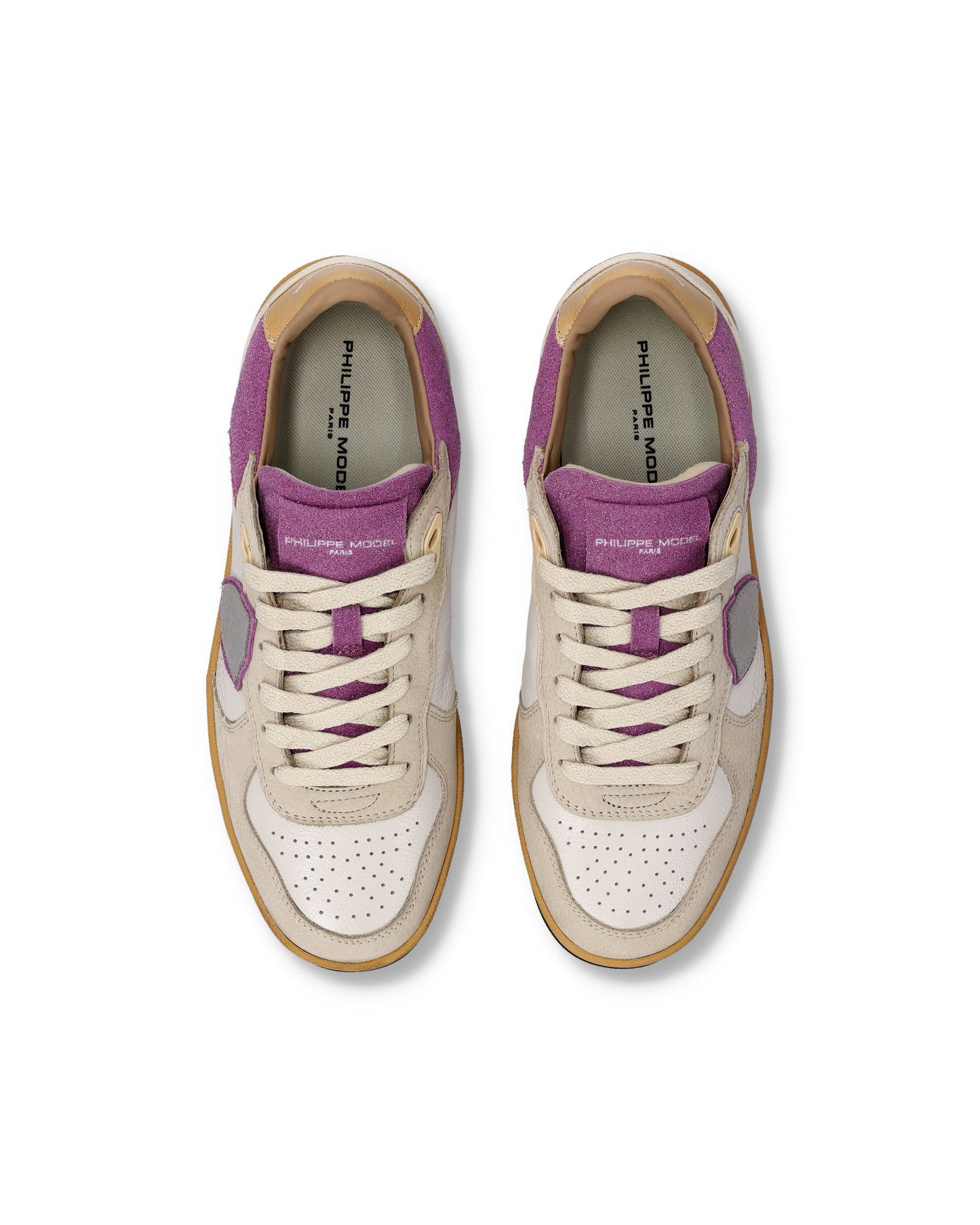 Zapatillas Pgal Para Mujer, Blanco Fucsia y Beis