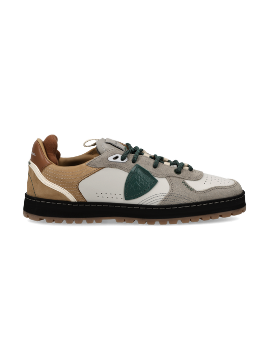 Baskets Pgal Homme, Blanc Beige et Vert