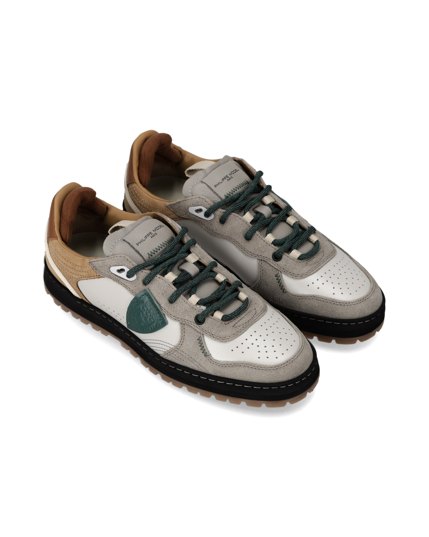 Baskets Pgal Homme, Blanc Beige et Vert