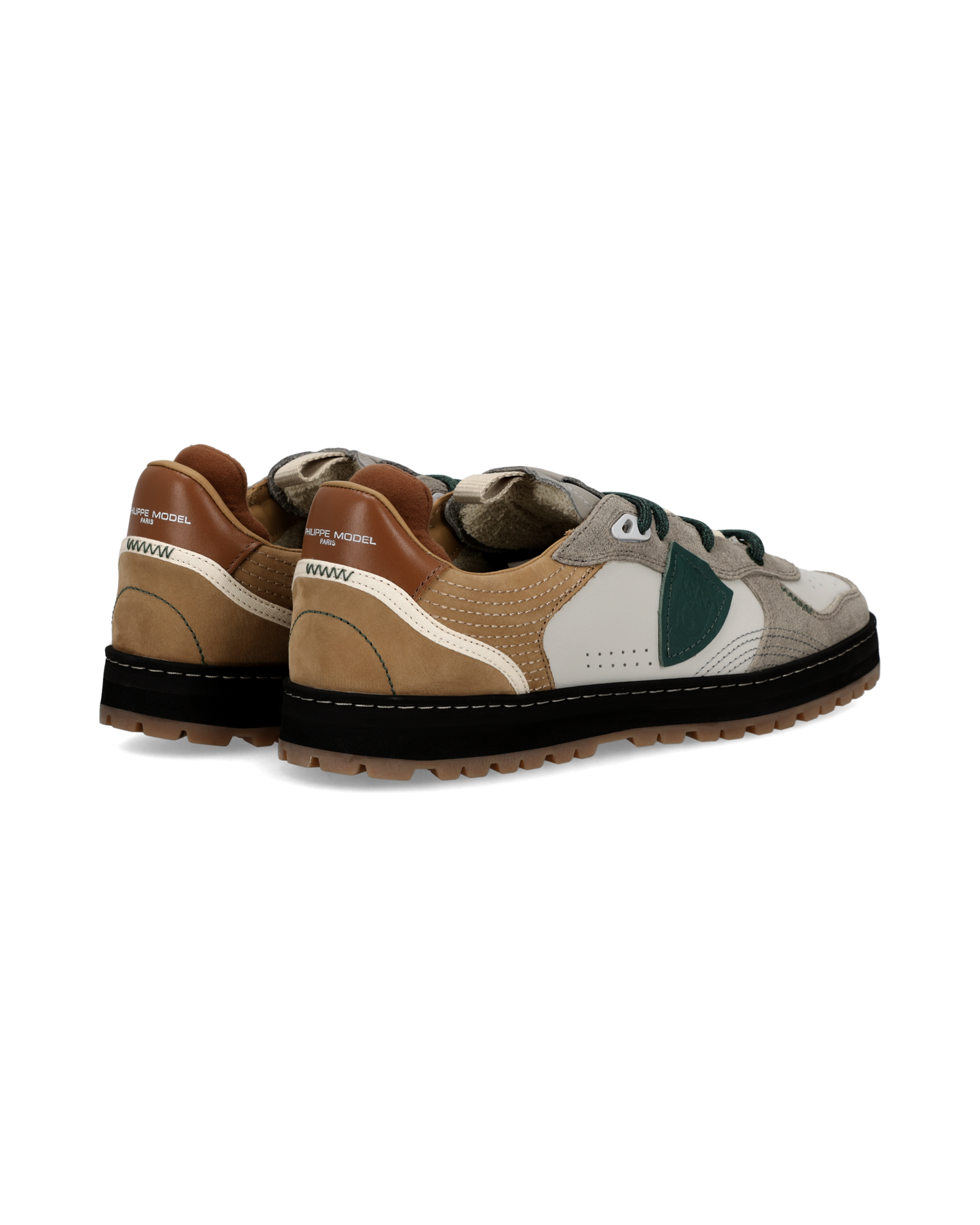 Baskets Pgal Homme, Blanc Beige et Vert