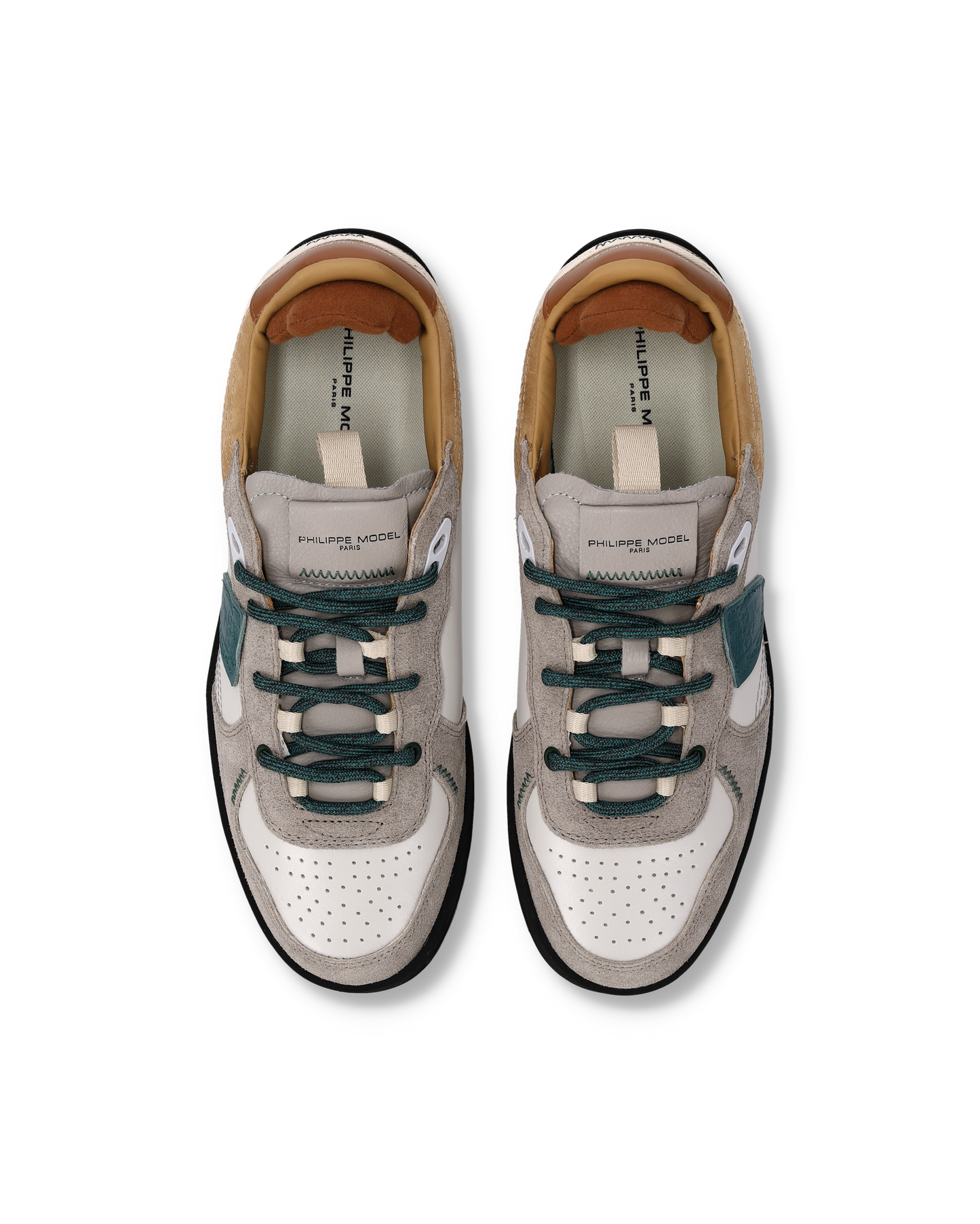 Baskets Pgal Homme, Blanc Beige et Vert