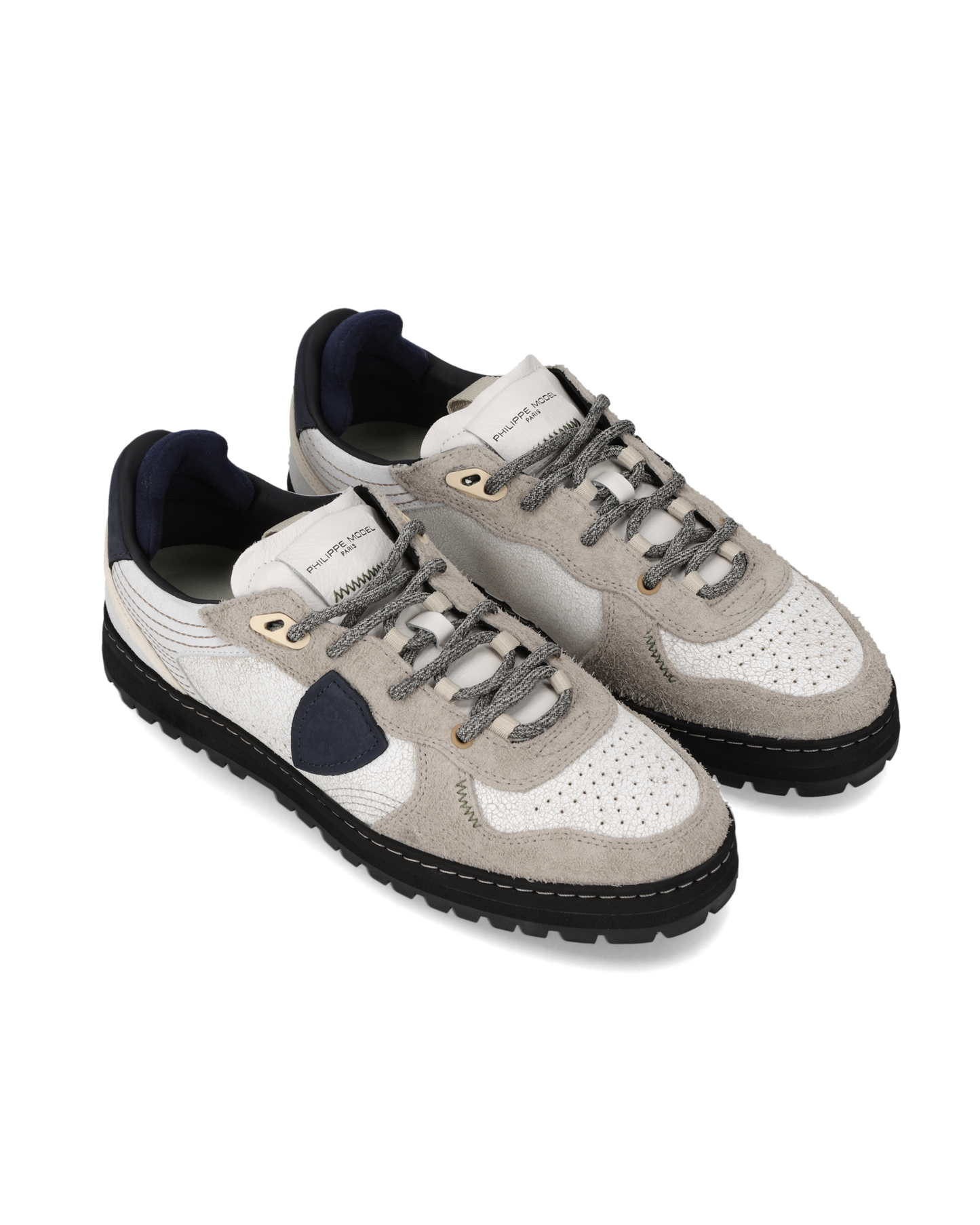 Baskets Pgal Homme, Blanc Bleu et Beige