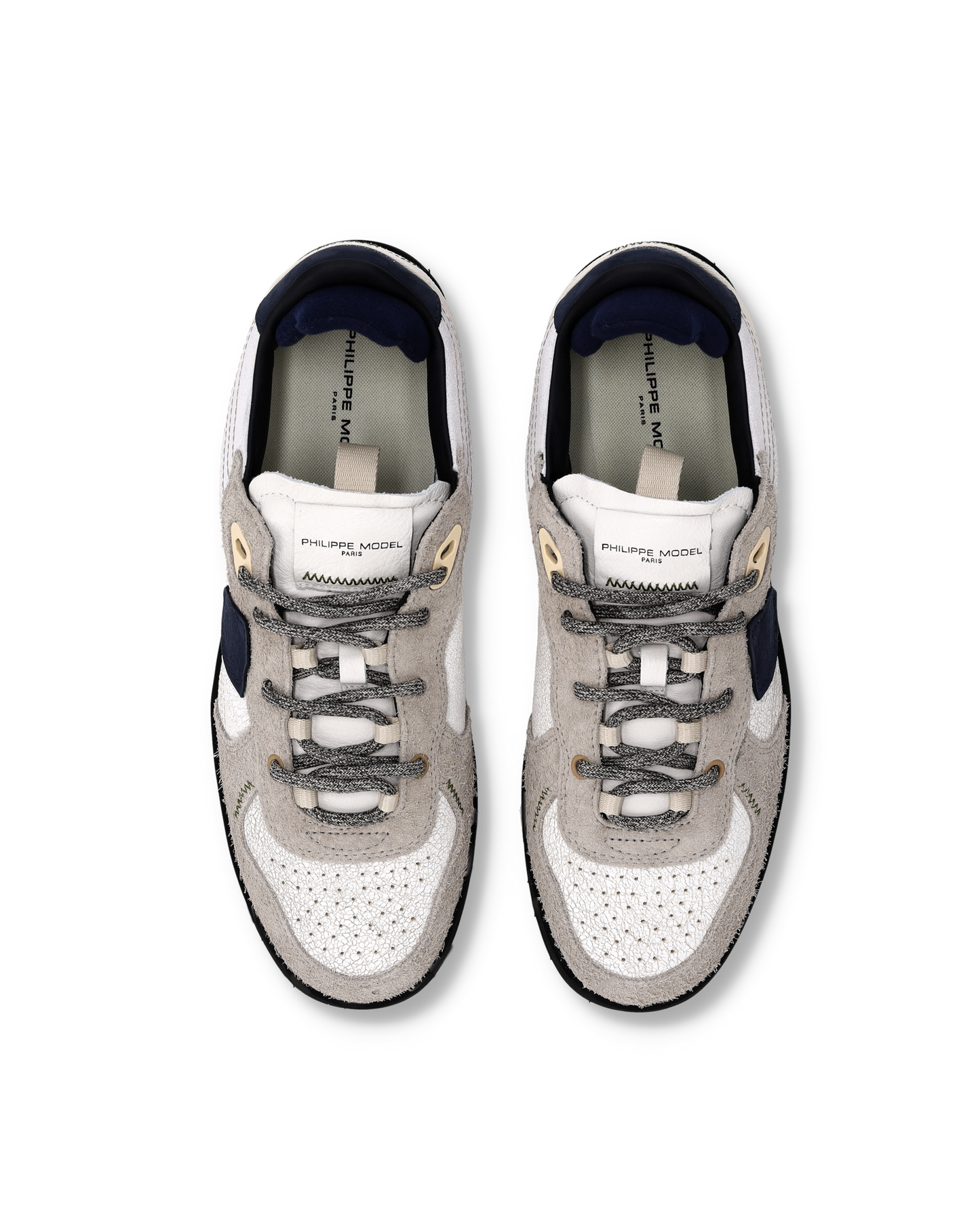 Baskets Pgal Homme, Blanc Bleu et Beige