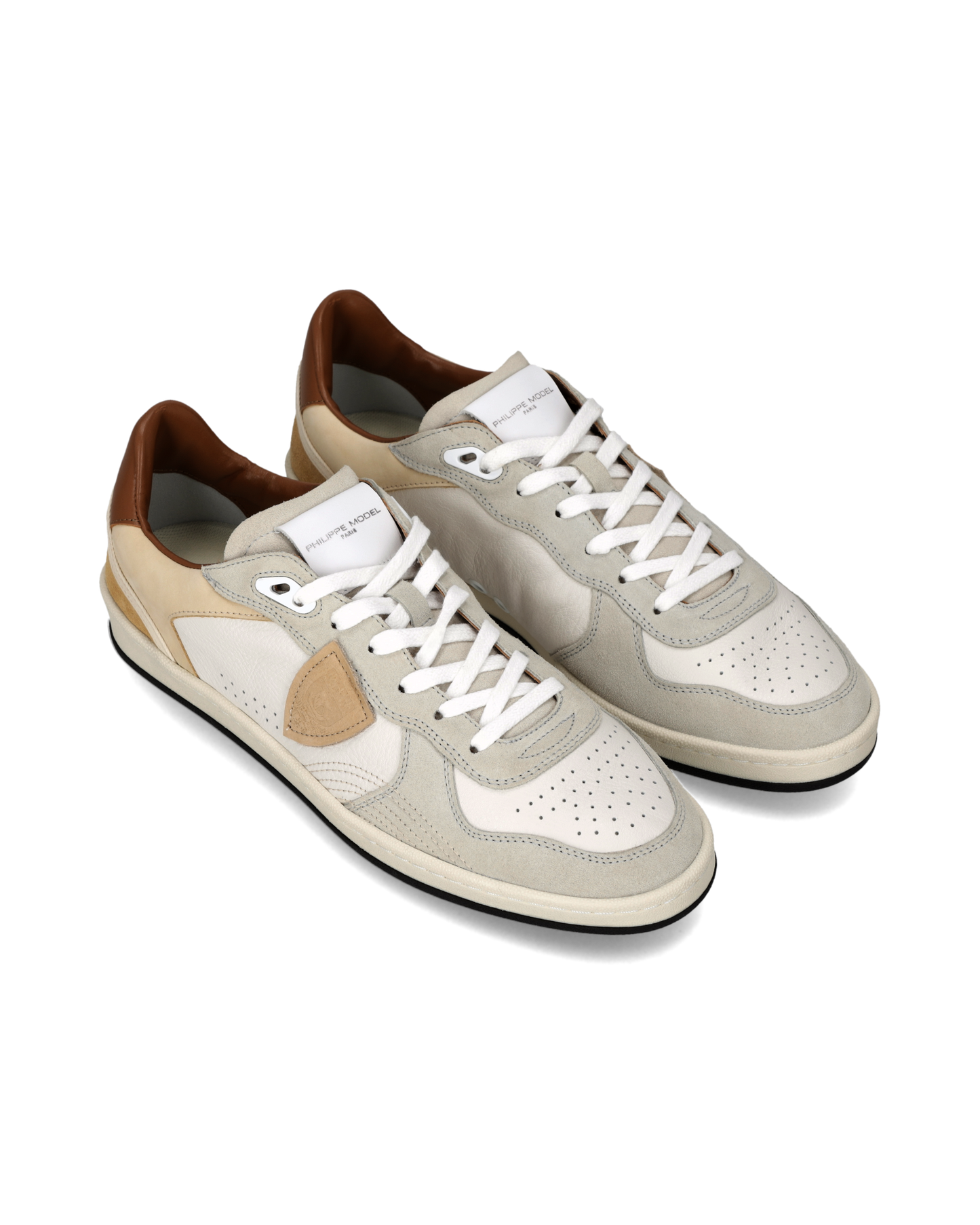 Sneakers Pgal Men, Milk White Beige Brown