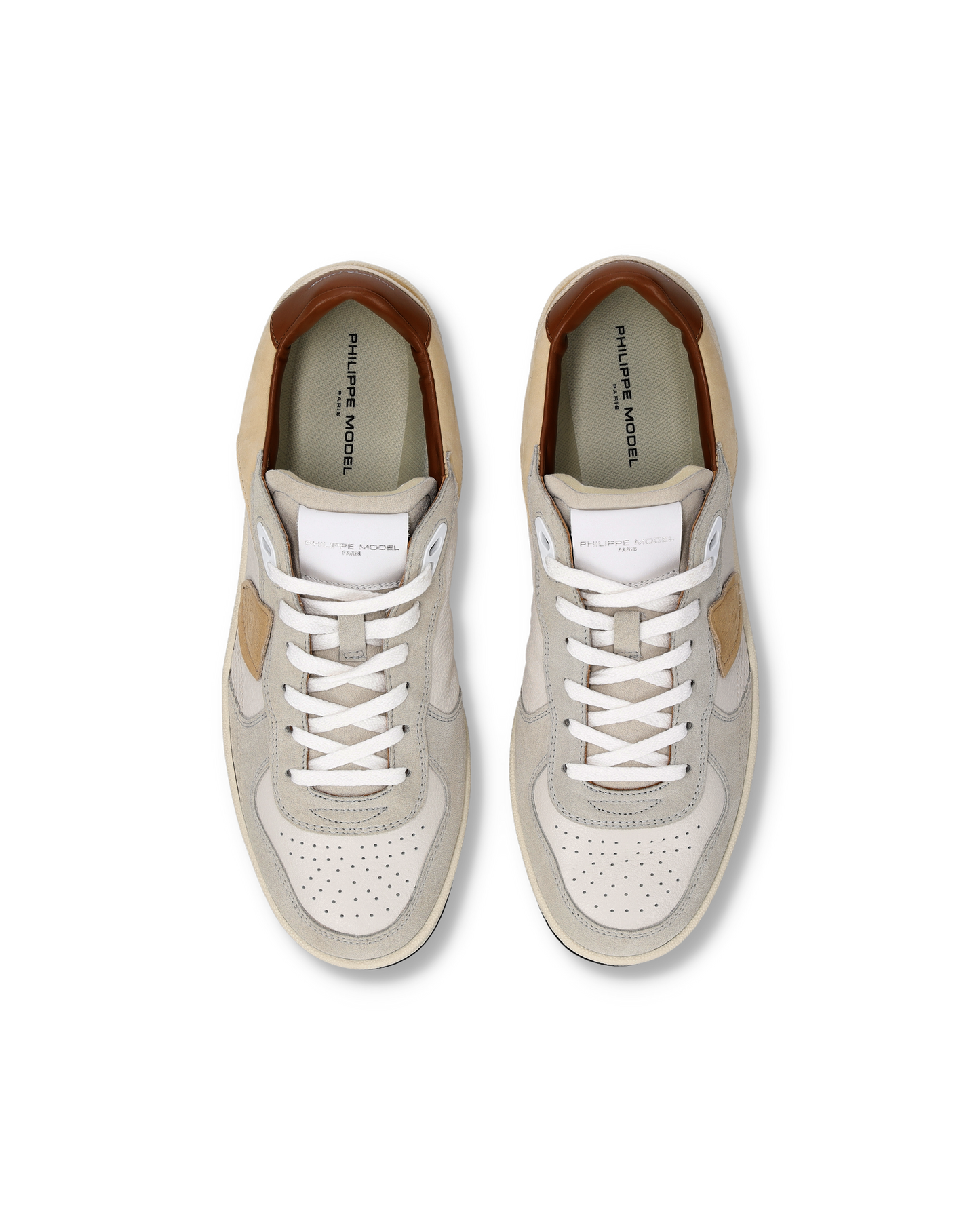 Sneakers Pgal Men, Milk White Beige Brown