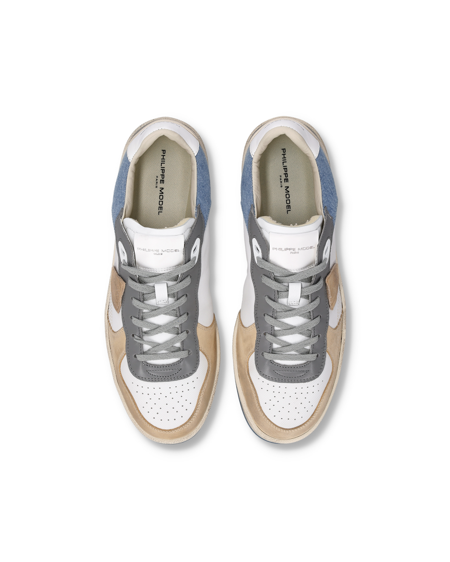 Sneakers Pgal Men, White Light Blue Denim