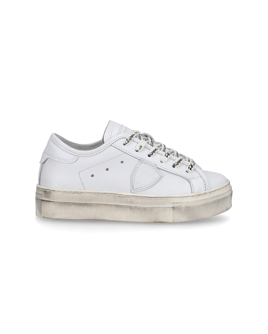 Sneakers basse Paris Haute da Bambino in pelle, Bianco