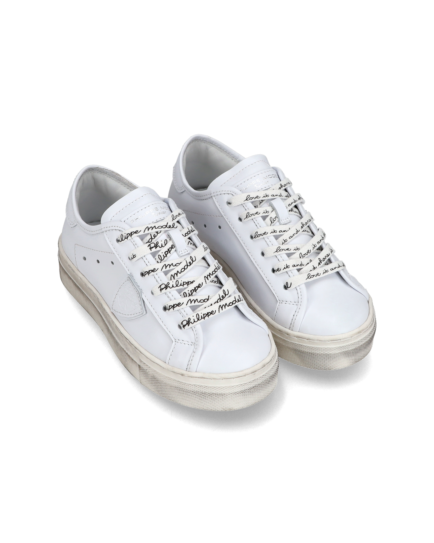 Sneakers basse Paris Haute da Bambino in pelle, Bianco