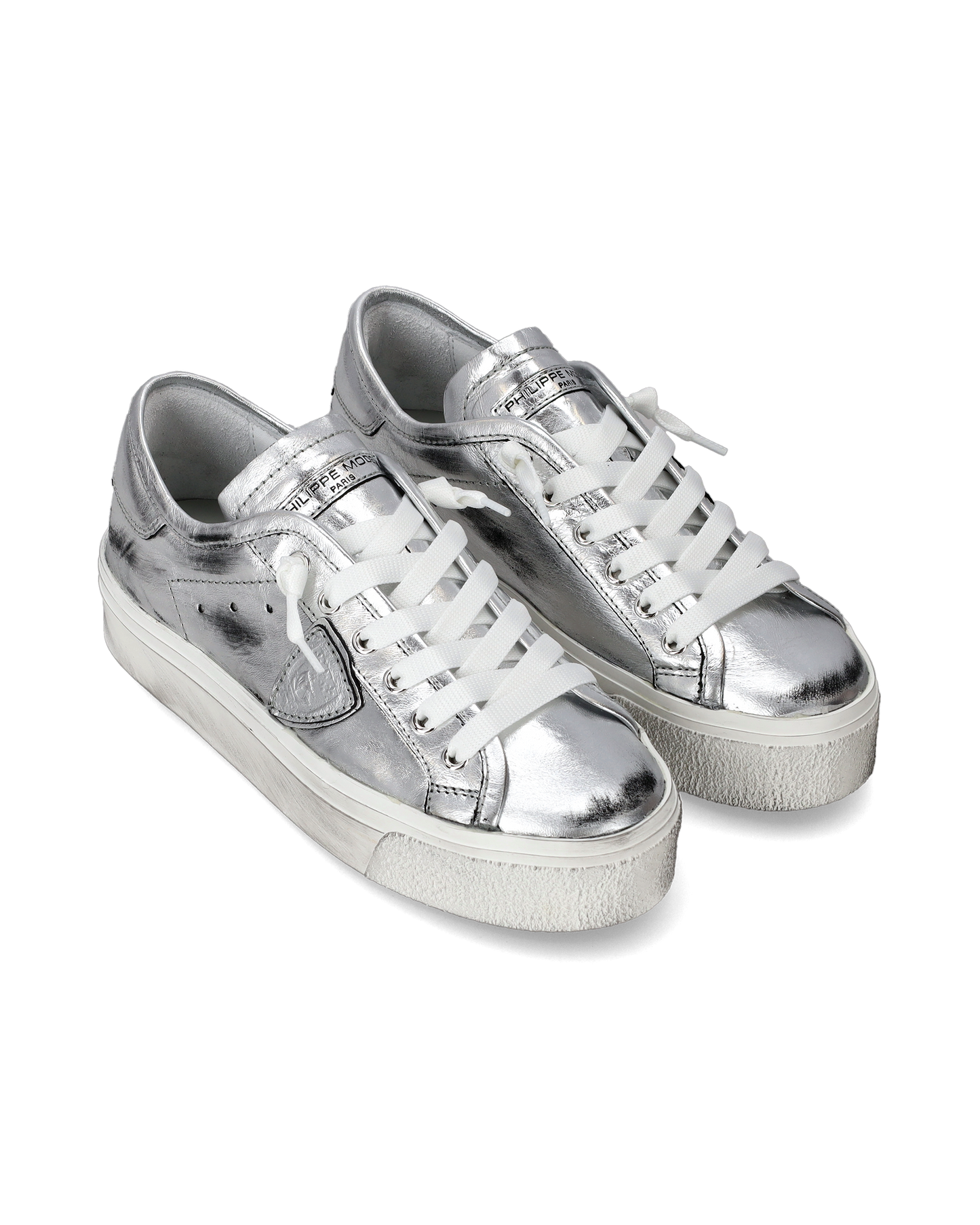 Flache PRSX Haute Sneakers für Damen – Silber