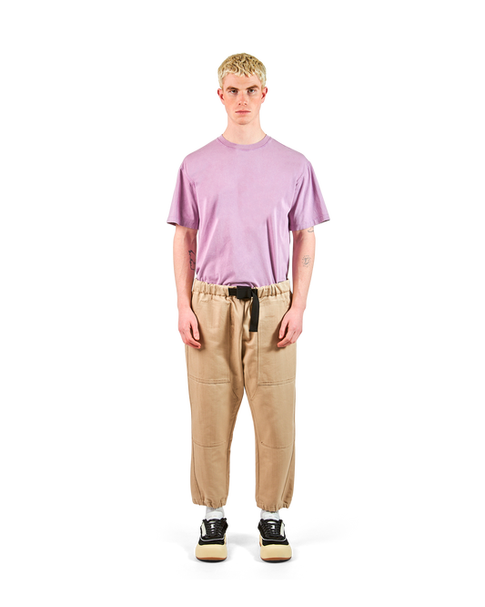 Men's Beige Trousers with Dirty Finish