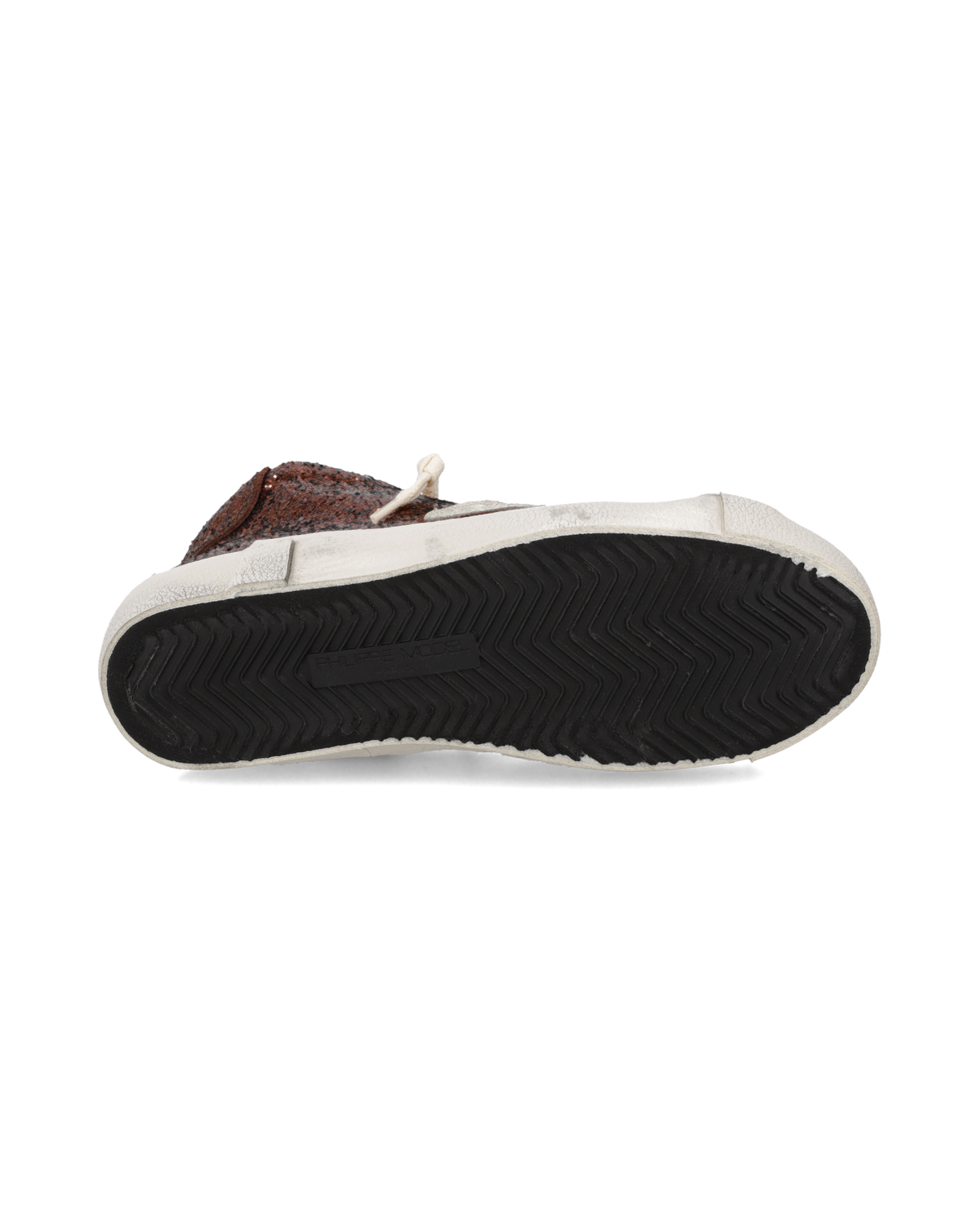 Baskets Prsx Haute Femme Avec Tige Pailletée, Marron Platine