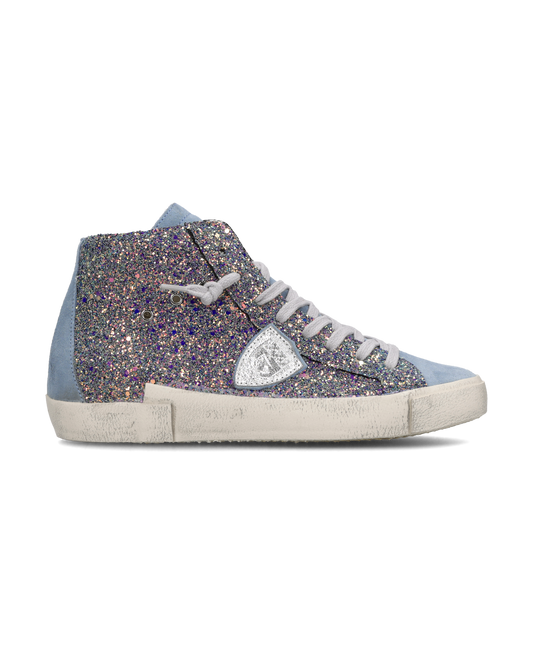 Sneakers Prsx Donna con tomaia in glitter, Azzurro Rosa