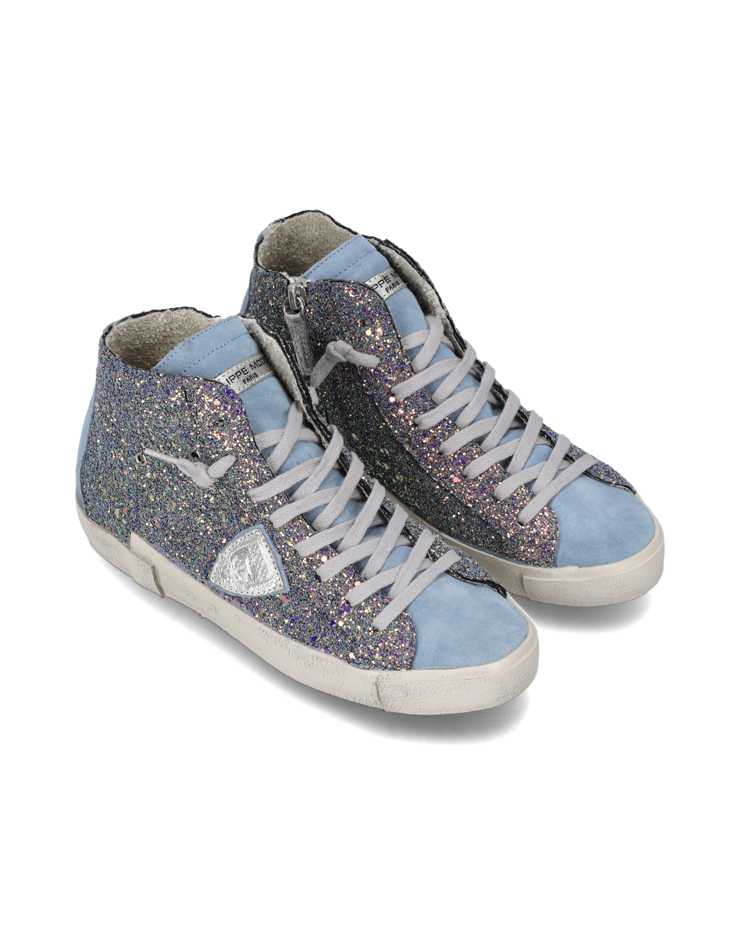 Sneakers Prsx Donna con tomaia in glitter, Azzurro Rosa