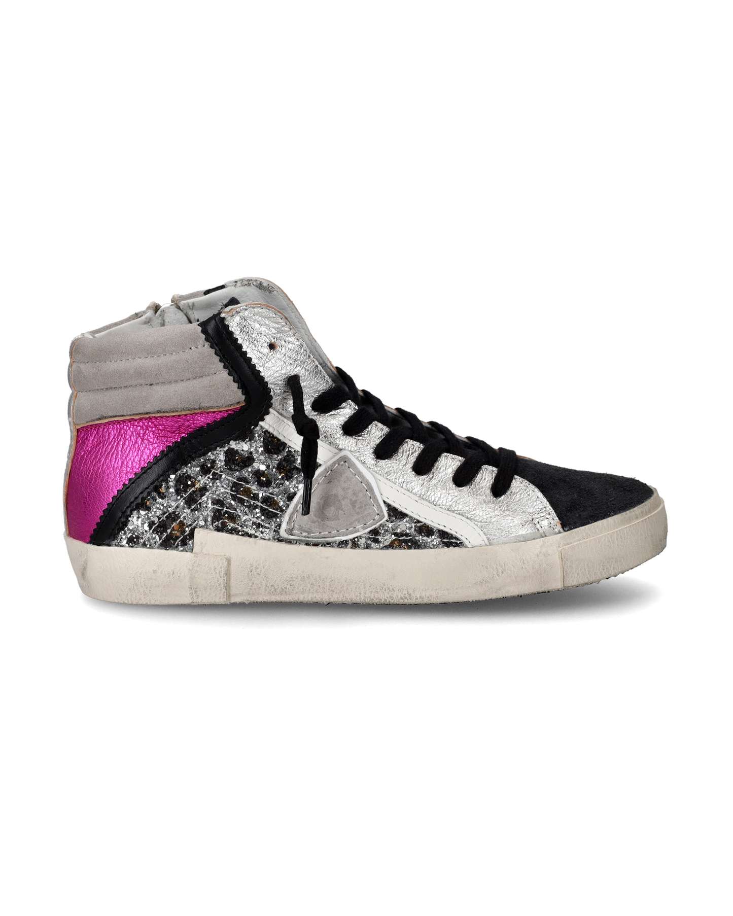 Sneaker high Paris donna - argento e rosa