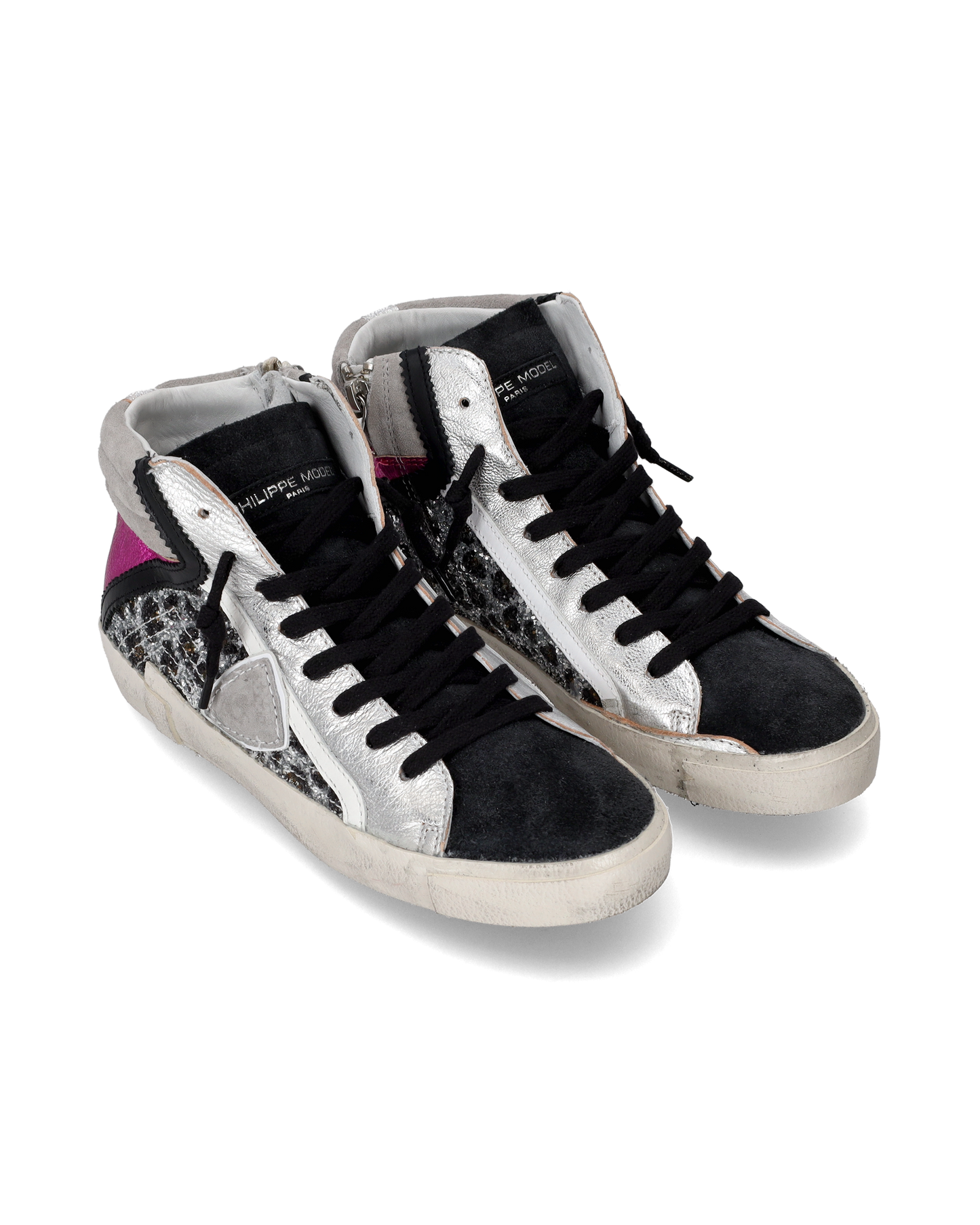 Sneaker high Paris donna - argento e rosa