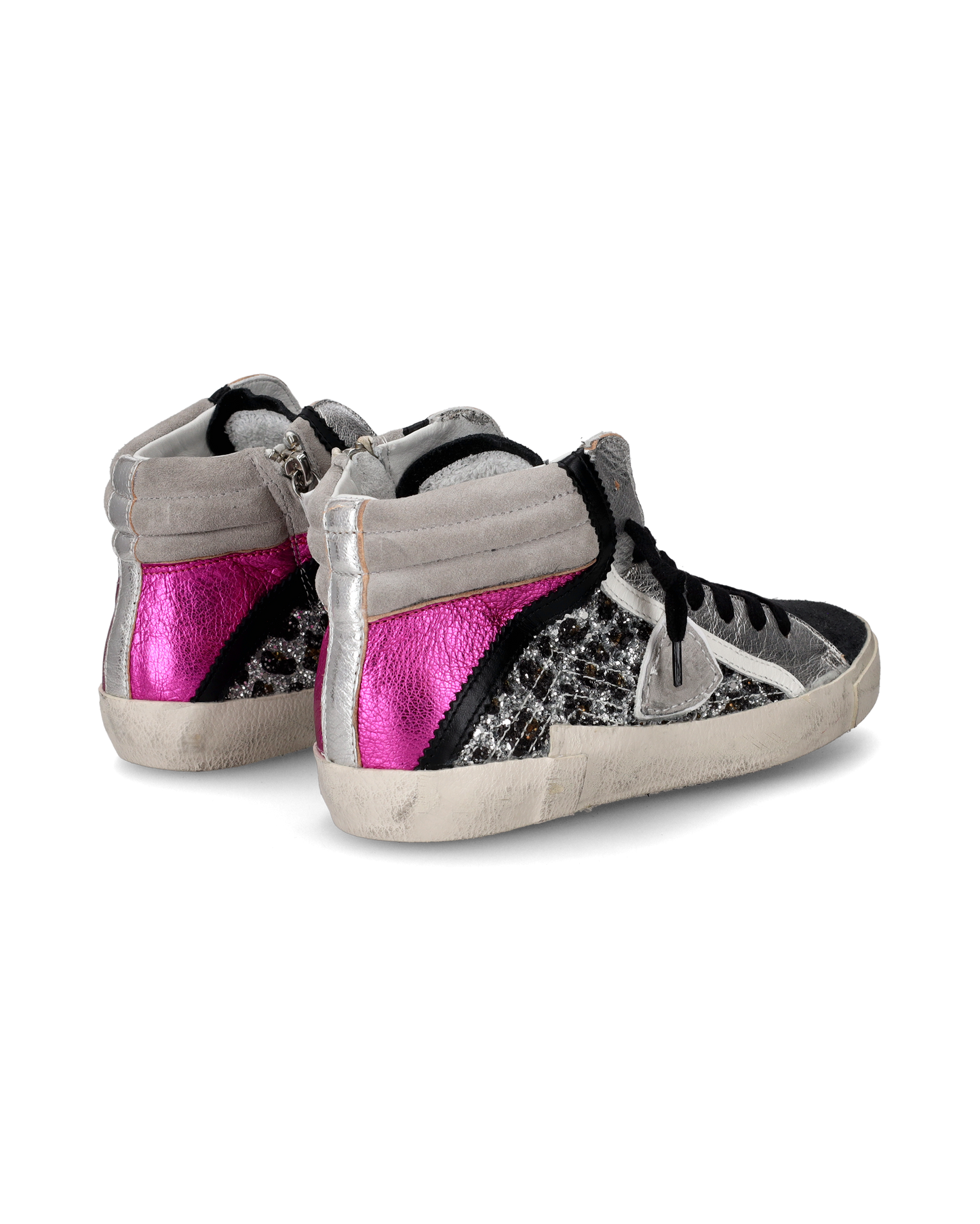 Sneaker high Paris donna - argento e rosa