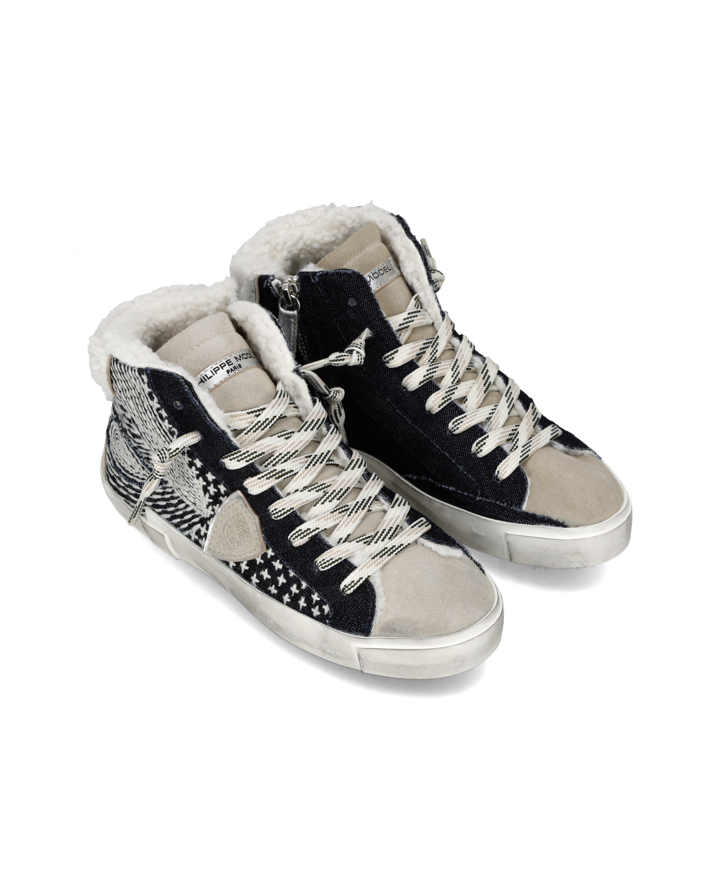 Herensneakers Prsx met Voering Voor Nepleer Voering, Blauw Wit