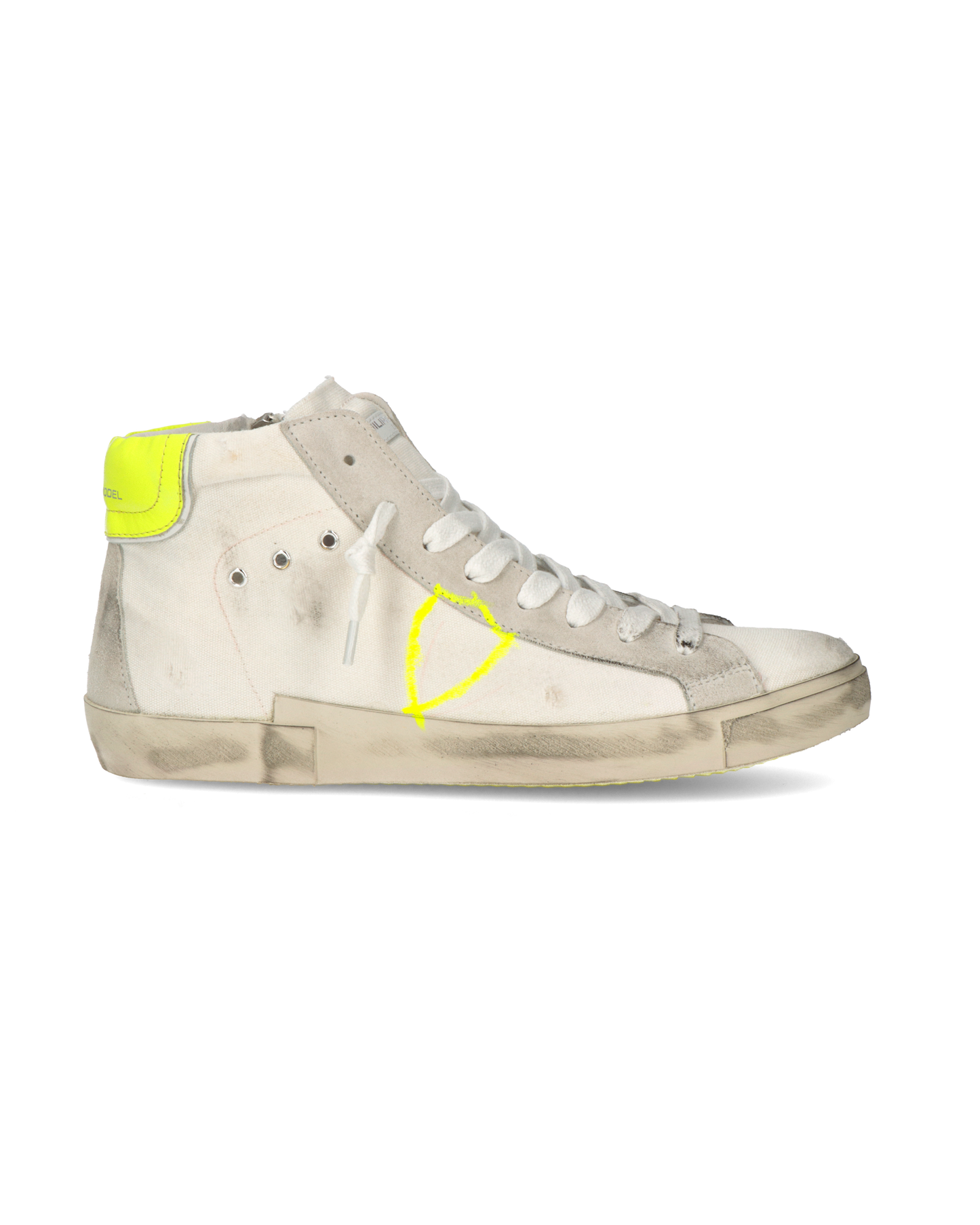 Baskets casual Prsx homme en toile, blanc et jaune