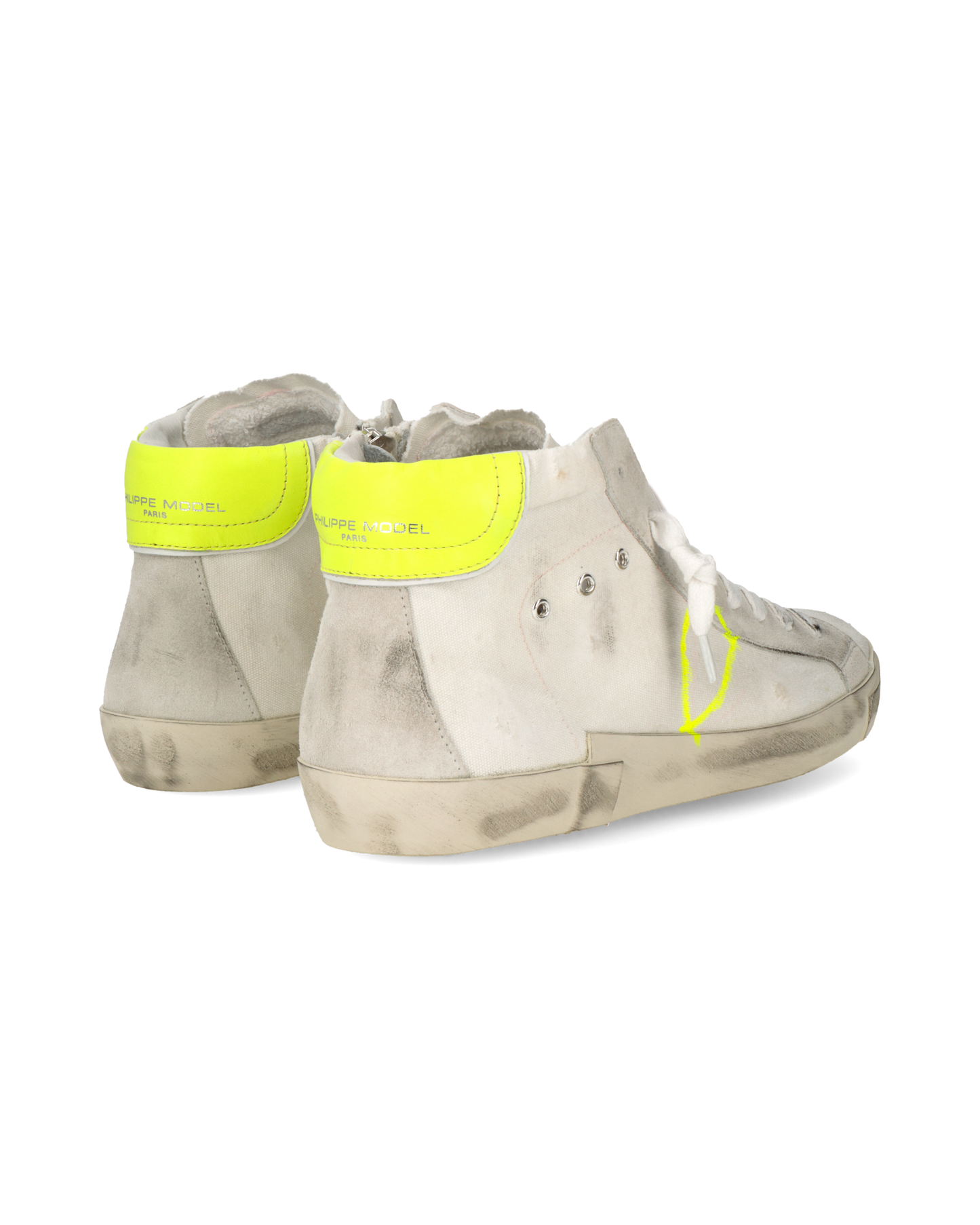 Baskets casual Prsx homme en toile, blanc et jaune