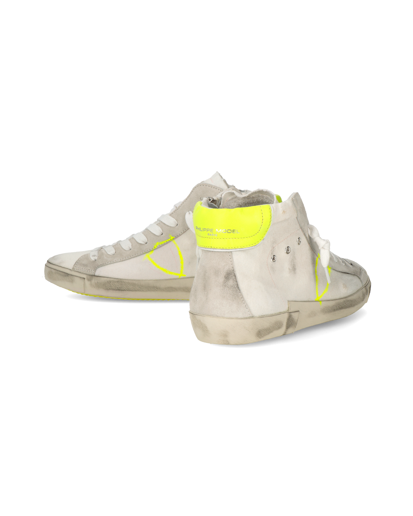 Baskets casual Prsx homme en toile, blanc et jaune