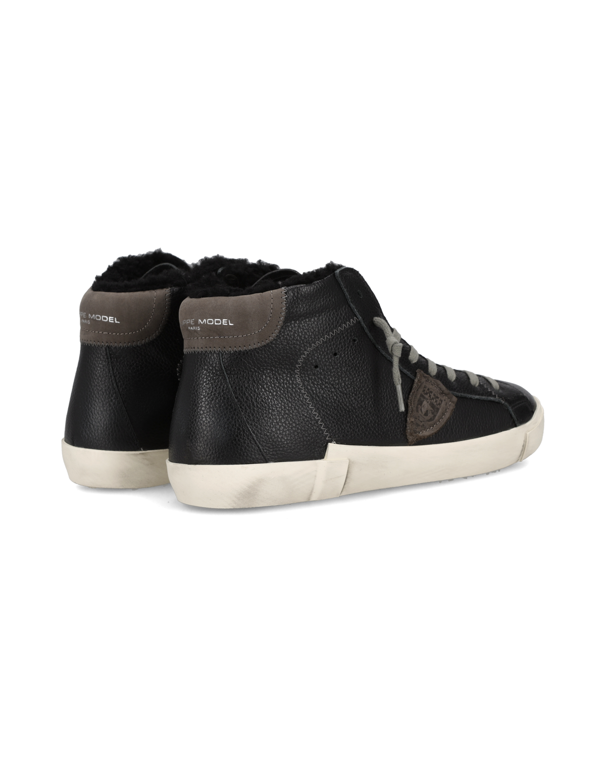 Sneakers Prsx High Uomo con Fodera in Shearling, Nero e Fango